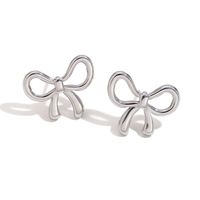 304 Stainless Steel 18K Gold Plated Sweet Simple Style Classic Style Plating Bow Knot Earrings Necklace sku image 2