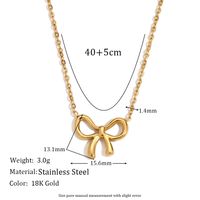 304 Stainless Steel 18K Gold Plated Sweet Simple Style Classic Style Plating Bow Knot Earrings Necklace main image 2