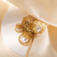 Elegant Vintage-Stil Dame Schmetterling Edelstahl 304 Vergoldet Künstliche Perlen Offener Ring In Masse main image 5