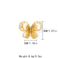 Elegant Vintage Style Lady Butterfly 304 Stainless Steel Gold Plated Artificial Pearls Open Rings In Bulk sku image 1