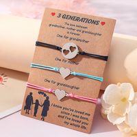 Basic Modern Style Classic Style Double Heart Heart Shape 304 Stainless Steel CCB Pu Leather Polishing Mother'S Day Women's Drawstring Bracelets main image 3