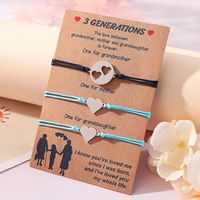 Basic Modern Style Classic Style Double Heart Heart Shape 304 Stainless Steel CCB Pu Leather Polishing Mother'S Day Women's Drawstring Bracelets main image 4