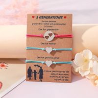 Basic Modern Style Classic Style Double Heart Heart Shape 304 Stainless Steel CCB Pu Leather Polishing Mother'S Day Women's Drawstring Bracelets main image 10