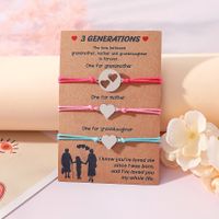 Basic Modern Style Classic Style Double Heart Heart Shape 304 Stainless Steel CCB Pu Leather Polishing Mother'S Day Women's Drawstring Bracelets main image 8