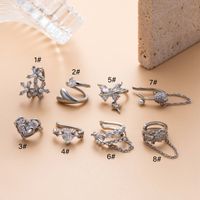 1 Piece Simple Style Classic Style Heart Shape Flower Bow Knot Inlay Copper Zircon Ear Cuffs main image 3