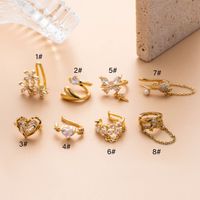1 Piece Simple Style Classic Style Heart Shape Flower Bow Knot Inlay Copper Zircon Ear Cuffs main image 2