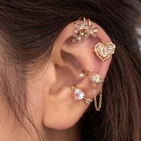 1 Piece Simple Style Classic Style Heart Shape Flower Bow Knot Inlay Copper Zircon Ear Cuffs main image 4