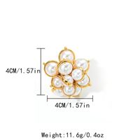 Elegant Lady Classic Style Flower 304 Stainless Steel Gold Plated Artificial Pearls Rings In Bulk sku image 1