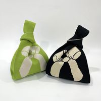 Women's Medium Knit Bow Knot Vintage Style Open Straw Bag main image 3