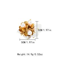 Elegant Lady Classic Style Flower 304 Stainless Steel Gold Plated Artificial Pearls Open Rings In Bulk sku image 1