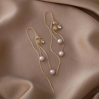 1 Pair Simple Style Classic Style Cherry Plating Inlay Zinc Alloy Rhinestones Gold Plated Ear Line main image 1