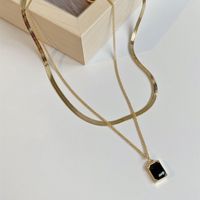 Wholesale Jewelry Simple Style Classic Style Square Alloy Glass 14K Gold Plated Inlay Layered Necklaces main image 4