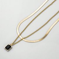 Wholesale Jewelry Simple Style Classic Style Square Alloy Glass 14K Gold Plated Inlay Layered Necklaces main image 3