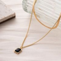 Wholesale Jewelry Simple Style Classic Style Square Alloy Glass 14K Gold Plated Inlay Layered Necklaces main image 1