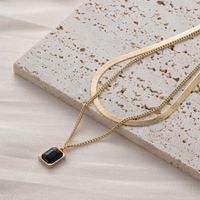 Wholesale Jewelry Simple Style Classic Style Square Alloy Glass 14K Gold Plated Inlay Layered Necklaces main image 2
