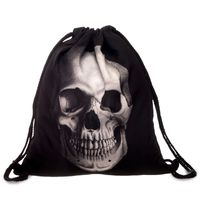 Waterproof Skull Travel Street Drawstring Backpack sku image 1