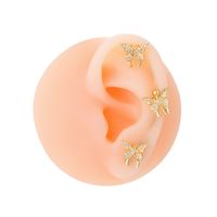 3 Pieces Set Ear Cartilage Rings & Studs Simple Style Classic Style Butterfly Copper Inlay Zircon Ear Cartilage Rings & Studs main image 7