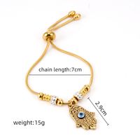 304 Stainless Steel 18K Gold Plated Simple Style Hollow Out Inlay Hand Of Fatima Eye Bracelets main image 2