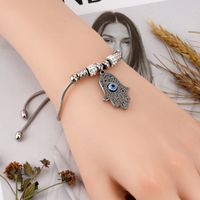 304 Stainless Steel 18K Gold Plated Simple Style Hollow Out Inlay Hand Of Fatima Eye Bracelets main image 3