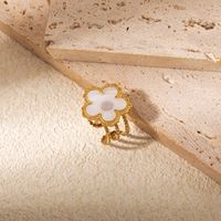 Elegant Cute Sweet Flower 304 Stainless Steel Gold Plated Open Rings In Bulk main image 3