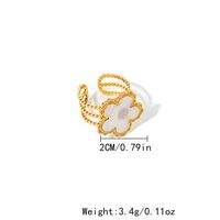 Elegant Cute Sweet Flower 304 Stainless Steel Gold Plated Open Rings In Bulk sku image 1