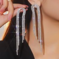1 Pair IG Style Elegant Lady Letter Tassel Heart Shape Inlay Copper Alloy Rhinestones Drop Earrings sku image 2