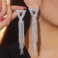 1 Pair IG Style Elegant Lady Letter Tassel Heart Shape Inlay Copper Alloy Rhinestones Drop Earrings sku image 4