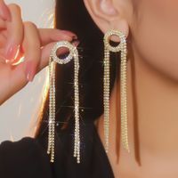 1 Pair IG Style Elegant Lady Letter Tassel Heart Shape Inlay Copper Alloy Rhinestones Drop Earrings sku image 5