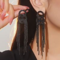 1 Paire Style IG Élégant Dame Lettre Gland Forme De Cœur Incruster Alliage De Cuivre Strass Boucles D'oreilles sku image 8