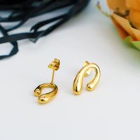 304 Stainless Steel 18K Gold Plated Simple Style Plating U Shape Earrings Necklace main image 3