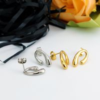 304 Stainless Steel 18K Gold Plated Simple Style Plating U Shape Earrings Necklace main image 2