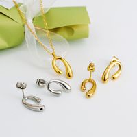 304 Stainless Steel 18K Gold Plated Simple Style Plating U Shape Earrings Necklace main image 1