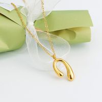 304 Stainless Steel 18K Gold Plated Simple Style Plating U Shape Earrings Necklace main image 5