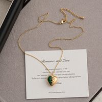 Elegant Wedding Pastoral Heart Shape Artificial Pearl Brass Beaded Inlay Natural Stone Zircon 18K Gold Plated Women's Earrings Necklace sku image 1