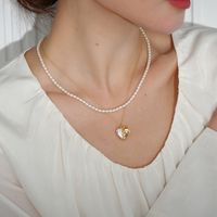 Elegant Wedding Pastoral Heart Shape Artificial Pearl Brass Beaded Inlay Natural Stone Zircon 18K Gold Plated Women's Earrings Necklace main image 4