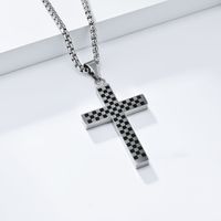 304 Stainless Steel Basic Simple Style Commute Cross Pendant Necklace main image 3