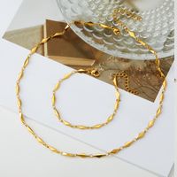 304 Stainless Steel 18K Gold Plated Simple Style Commute Solid Color Bracelets Necklace main image 1