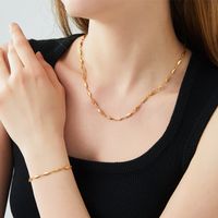 304 Stainless Steel 18K Gold Plated Simple Style Commute Solid Color Bracelets Necklace main image 4