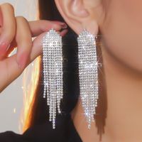 1 Pair Elegant Lady Bridal Tassel Inlay Copper Alloy Rhinestones Drop Earrings sku image 4