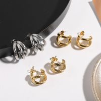 1 Pair Casual Elegant Geometric 304 Stainless Steel 18K Gold Plated Hoop Earrings main image 1