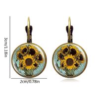 1 Pair Retro Classic Style Sunflower Inlay Alloy Glass Drop Earrings main image 2