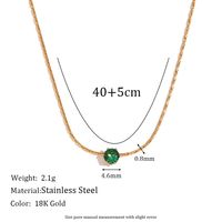 304 Stainless Steel 18K Gold Plated Simple Style Classic Style Plating Inlay Round Zircon Necklace main image 2
