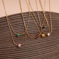 304 Stainless Steel 18K Gold Plated Simple Style Classic Style Plating Inlay Round Zircon Necklace main image 4