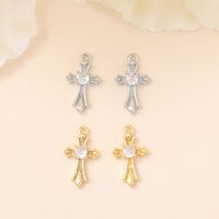 1 Piece 8 * 15mm Copper Zircon 18K Gold Plated White Gold Plated Cross Polished Pendant main image 1