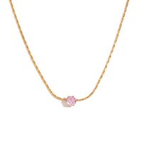 304 Stainless Steel 18K Gold Plated Simple Style Classic Style Plating Inlay Round Zircon Necklace sku image 3