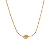 304 Stainless Steel 18K Gold Plated Simple Style Classic Style Plating Inlay Round Zircon Necklace sku image 6