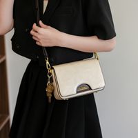 Women's Medium Pu Leather Solid Color Vintage Style Classic Style Sewing Thread Flip Cover Square Bag main image 5