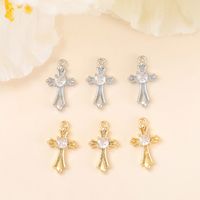 1 Piece 8 * 15mm Copper Zircon 18K Gold Plated White Gold Plated Cross Polished Pendant main image 5