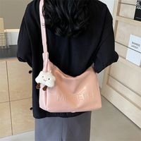 Women's Large Pu Leather Letter Solid Color Basic Classic Style Zipper Tote Bag sku image 4