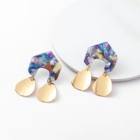 2019 Neue Europäische Und Amerikanische Mode Ohrringe Geometrische Wasser Tropfen Anhänger Legierung Ohrringe Acryl Acetat Platten Ohrringe sku image 1
